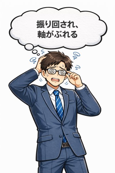 振り回され、軸がぶれる