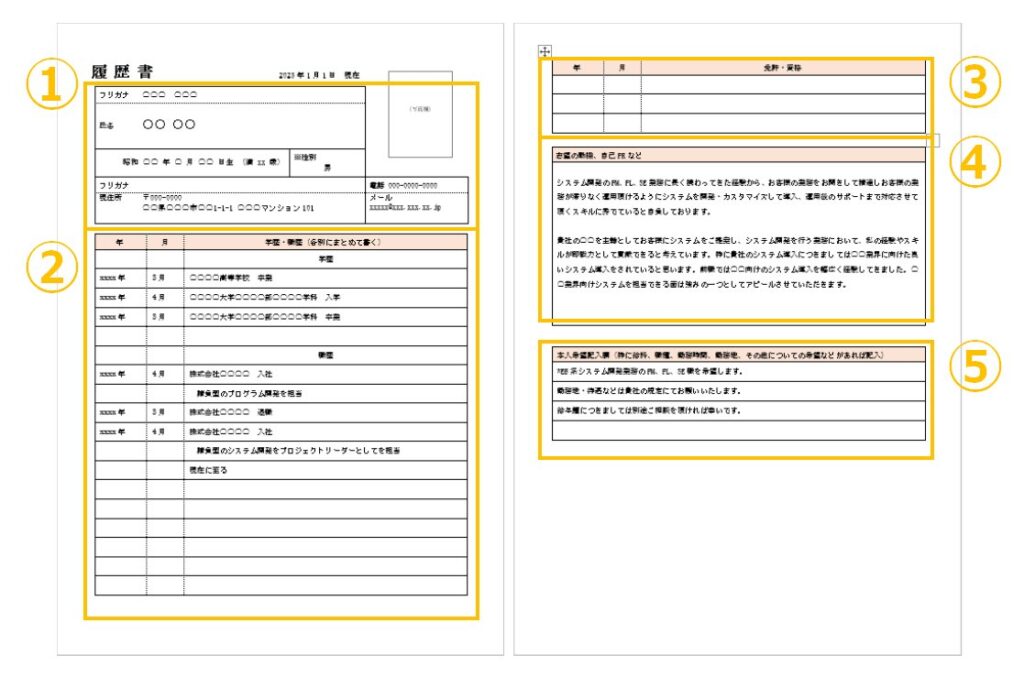 履歴書フォーマット（３０代）